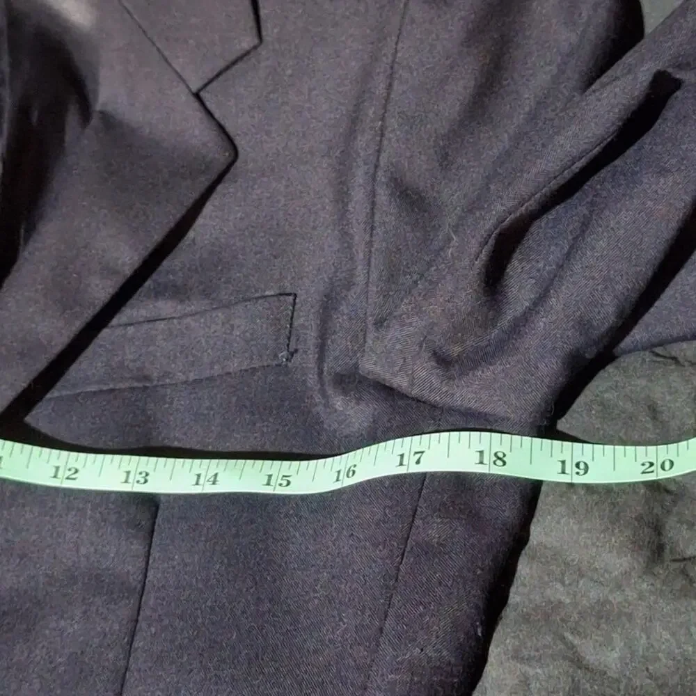 Louis Martin Blazer Jacket Womens Size 4 Navy Blue Wool Blend Dark Academia Prep